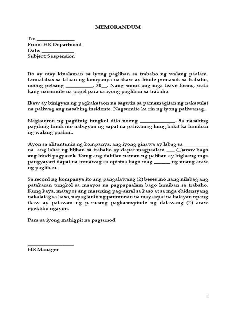 Suspension Notice Tagalog PDF