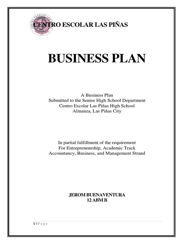 Business Plan Centro Escolar Las Piñas PDF Entrepreneurship Retail