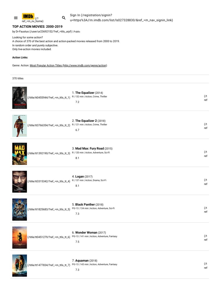 1 top action movies 2000 2019 imdb action films star wars