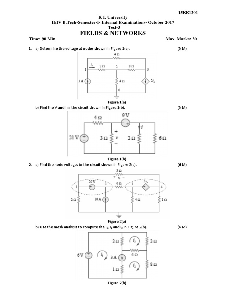 B.Tech Fields & Networks Exam Questions | PDF | Electrical Network ...