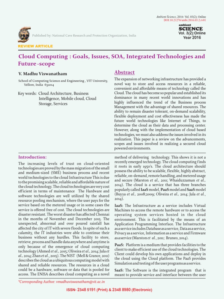 Cloud Computing Goals Issues SOA Integrated Techno | PDF | Software As ...
