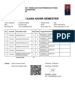 Kartu Ujian Akhir Semester: Kementrian Riset, Teknologi Dan Pendidikan Tinggi Universitas Tanjungpura Fakultas Teknik
