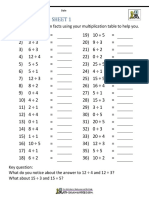 Division To 5 X 5 Sheet 1: Work Out These Division Facts Using Your Multiplication Table To Help You