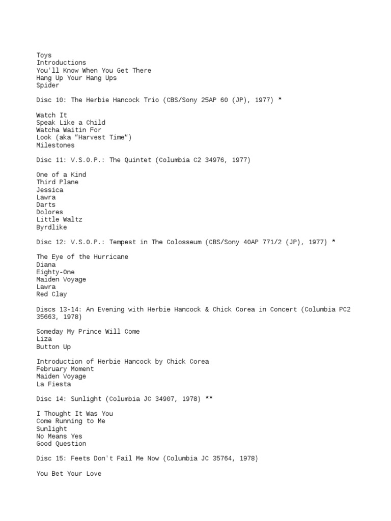 Herbie Hancock Discography A Comprehensive Collection of Studio and