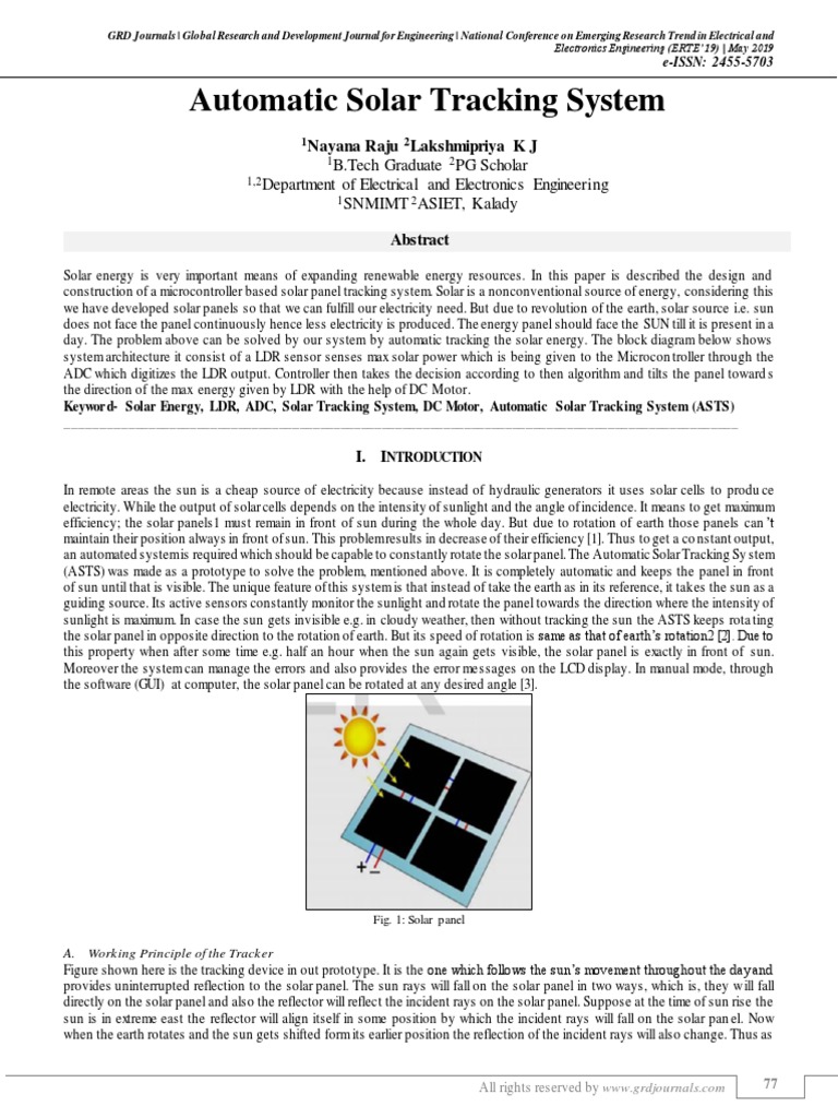 Automatic Solar Tracking System Solar Power Solar Panel