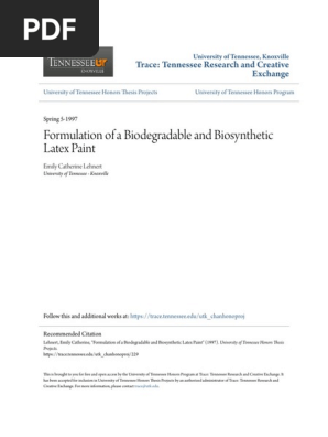 Formulation Of A Biodegradable And Biosynthetic Latex Paint Pdf Pdf Paint Acrylic Paint