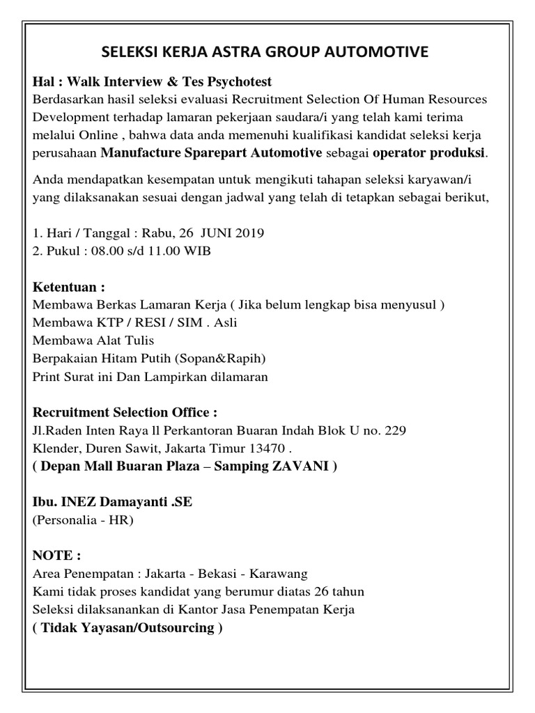 Walk Interview Test Psychotest Astra Group Automotive 6