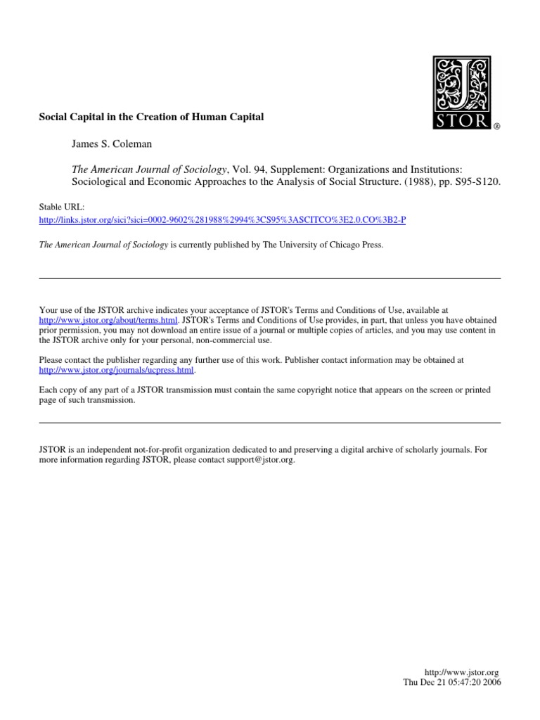 Social Capital Coleman - 3 PDF | PDF