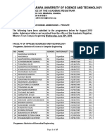 Mbarara University of Science and Technology Private Admission List 2019/2020