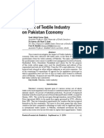 Impact of Textile Industry On Pakistan Economy: Syed Abdul Sattar Shah DR - Anwar Ali Shah G.Syed Faiz M.Shaikh