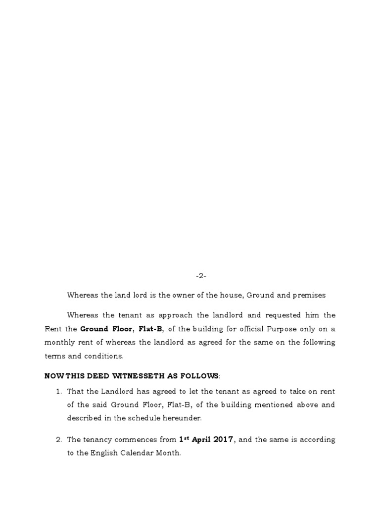 Rental Agreement Format Chennai | PDF | Leasehold Estate | Landlord