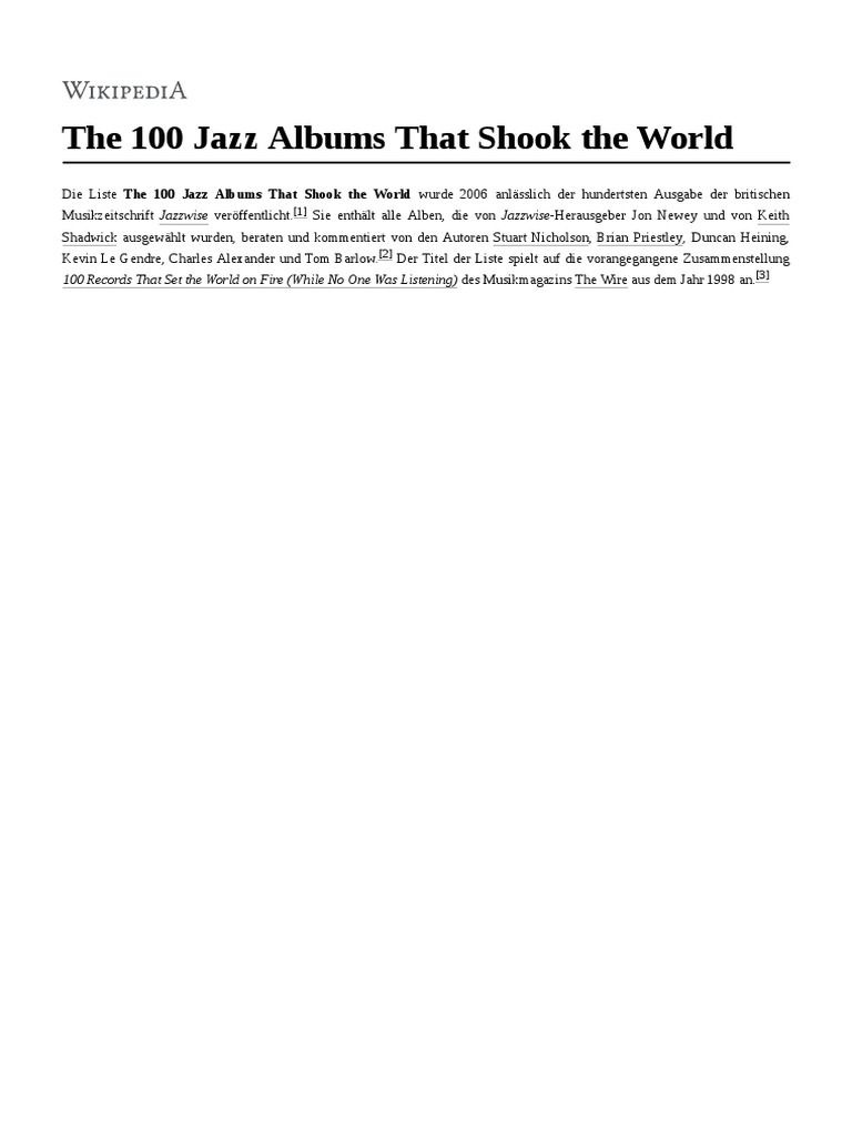 The 100 Jazz Albums That Shook The World PDF