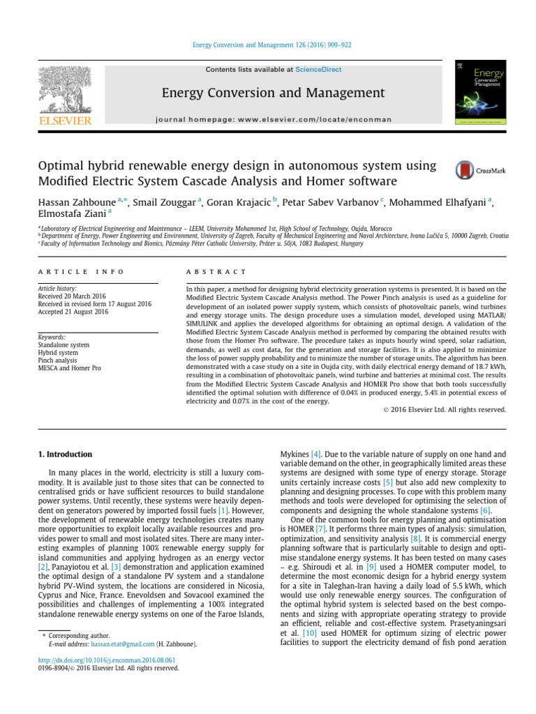 Optimal Hybrid Energy System Design | PDF | Photovoltaics ...