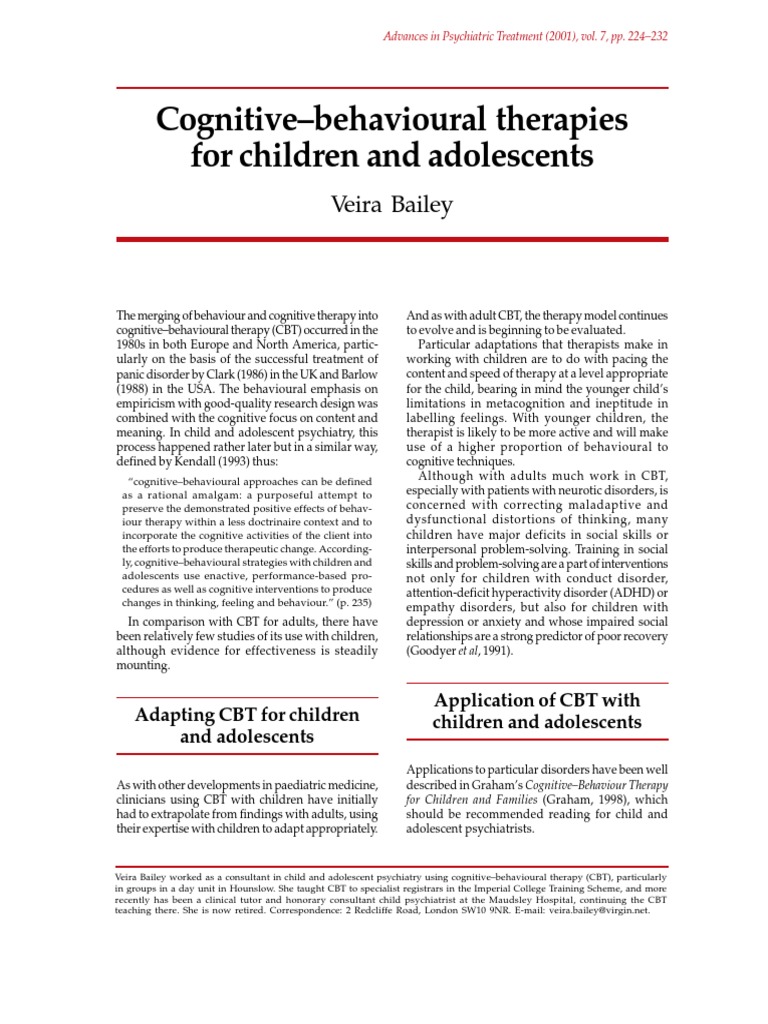 CBT For Children | Download Free PDF | Cognitive Behavioral Therapy ...