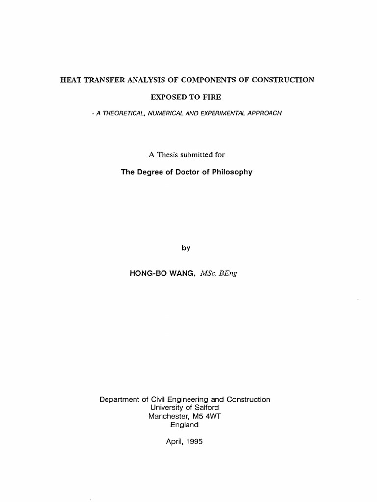 Heat Transfer Analysis of Components of Construction Exposed To Fire ...