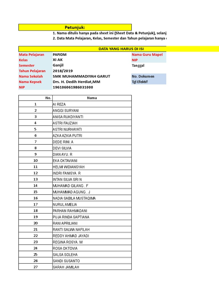 Daf Hadir Nilai Kls Xl Ak Papjdm Ganjil