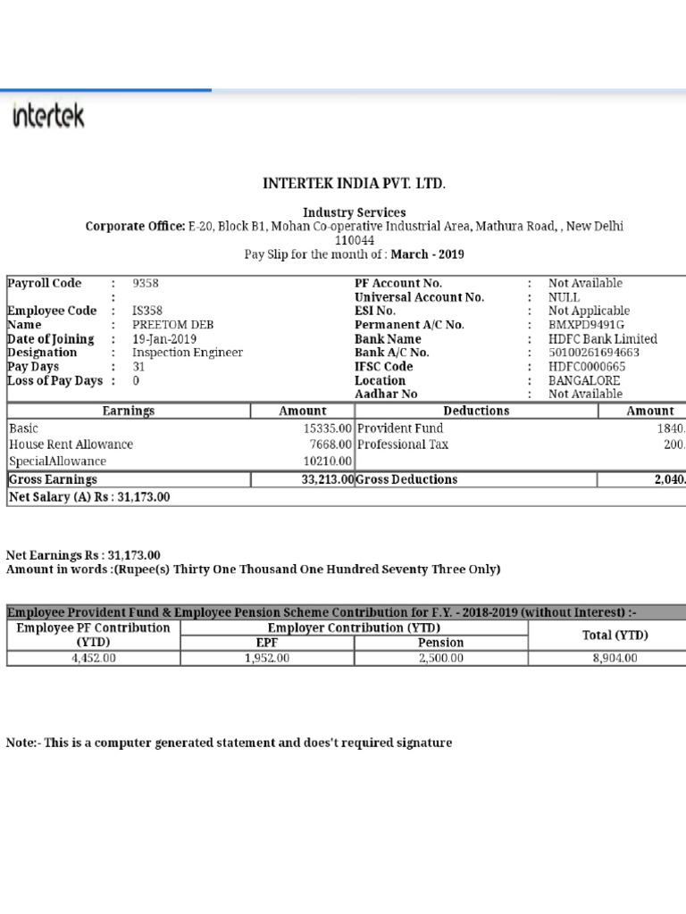 Salary Slip Marcg Pdf