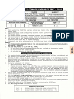 Post Graduate Common Entrance Test - 2015: Date & Time Course Subject Civil Engineering