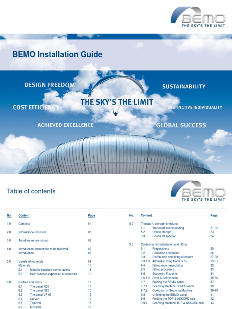 BEMO Panel Installation Guide | PDF | Roof | Crane (Machine)