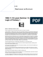 Lacan - Seminar XIV The Logic of Fantasy