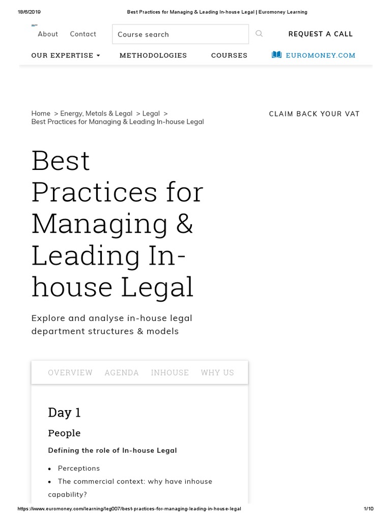 Best Practices For Managing & Leading In-House Legal - Euromoney ...
