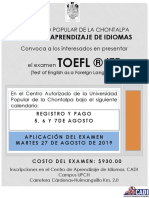 Toefl ® itp convocatoria AGOSTO 2019