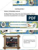 Learning Activity 1: Evidence: Unforgettable Restaurant