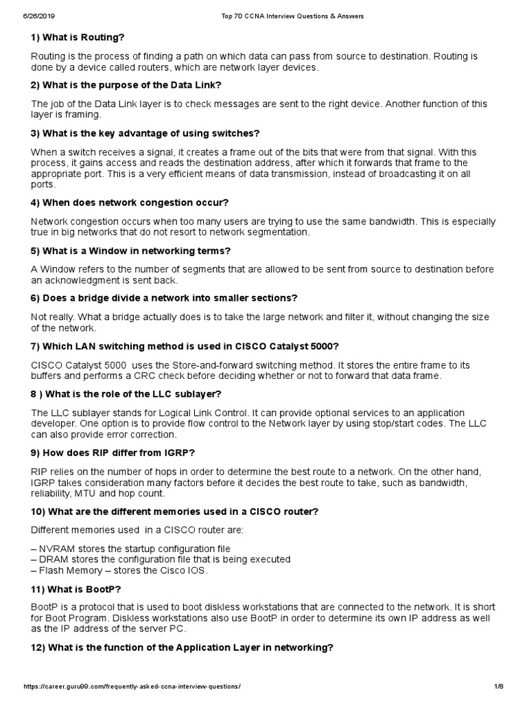Top CCNA Interview Questions & Answers | PDF | Ip Address | Computer ...