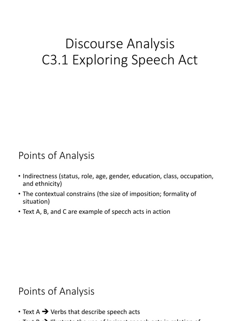 Discourse Analysis Speech Act | PDF | Indigenous Australians ...