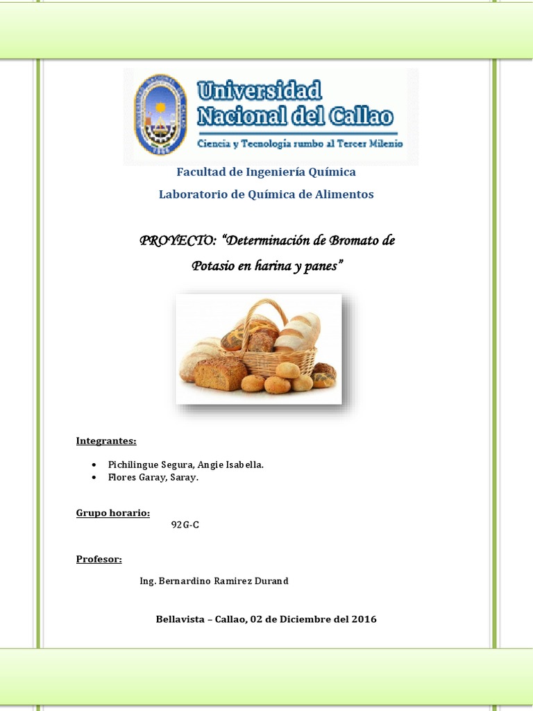 Proyecto Determinacion de Bromato de Potasio en Harinas y Panes