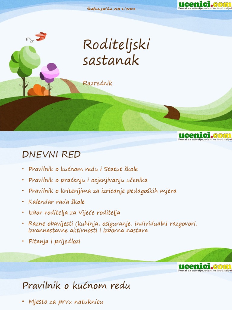 Prvi Roditeljski Sastanak Prezentacija 1 PDF