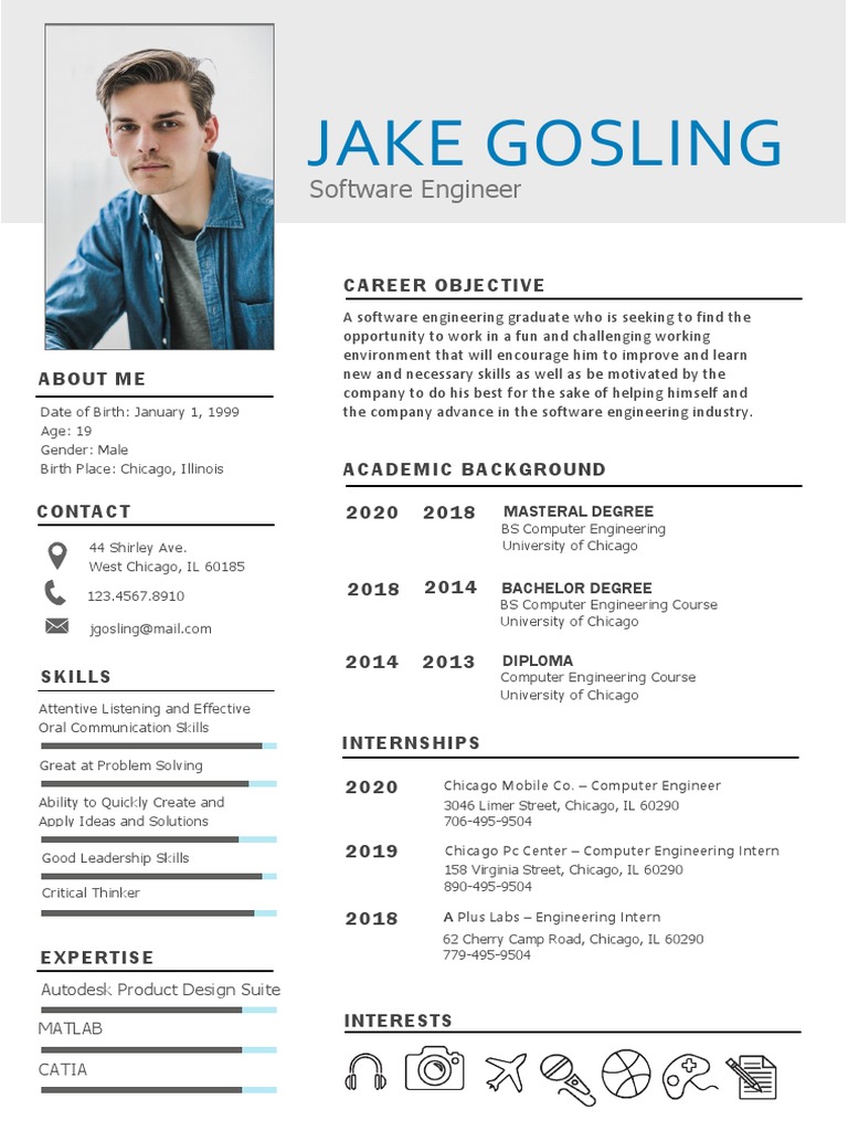 Simple Fresher Resume Template Engineering Computer Engineering
