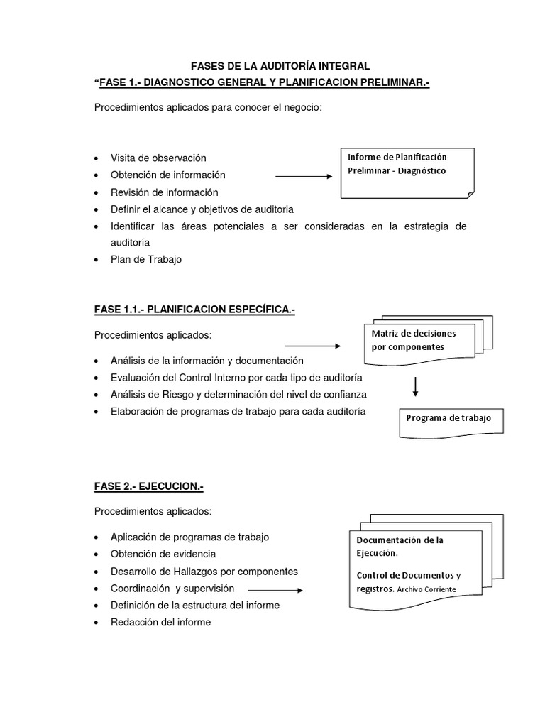 Fases de la Auditoría Integral | PDF | Planificación | Auditoría