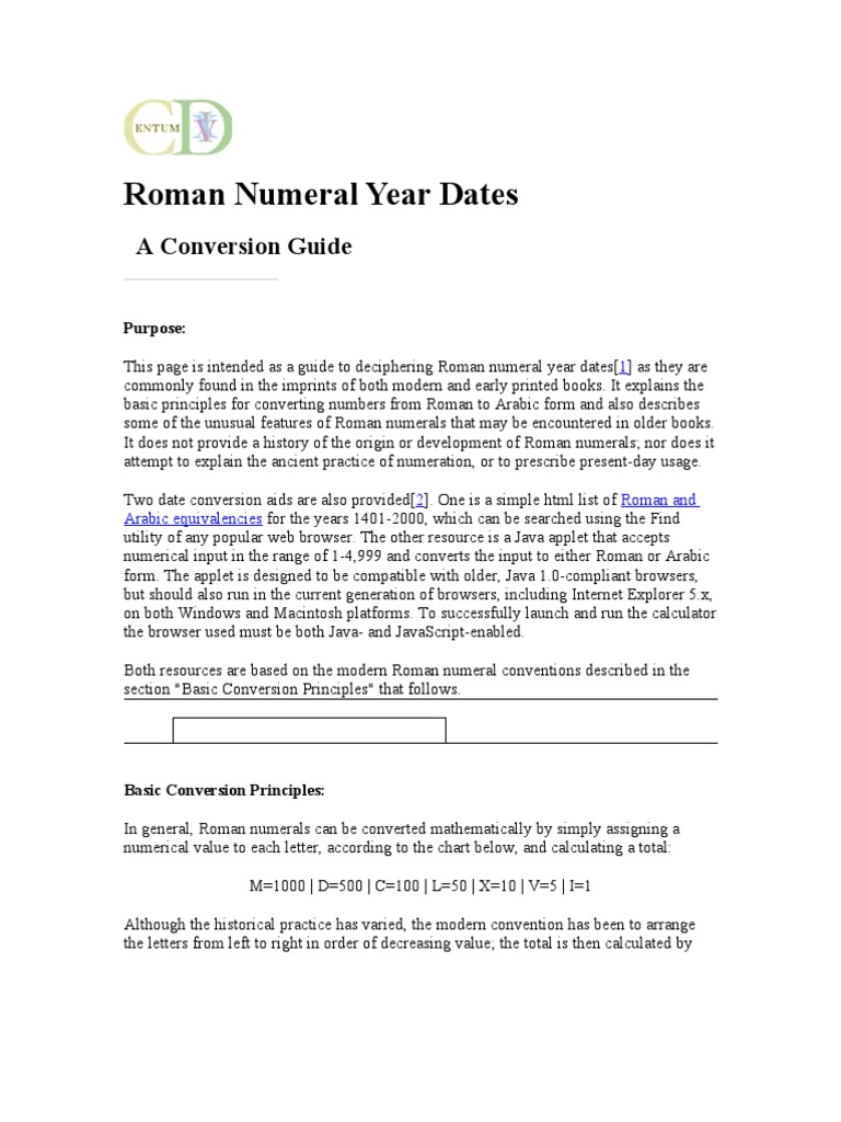 Roman Numeral Year Dates | Letter Case | Notation