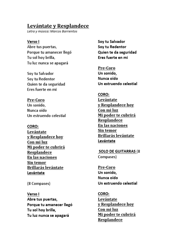O Mais Rapido Levantate Letra Y Acordes