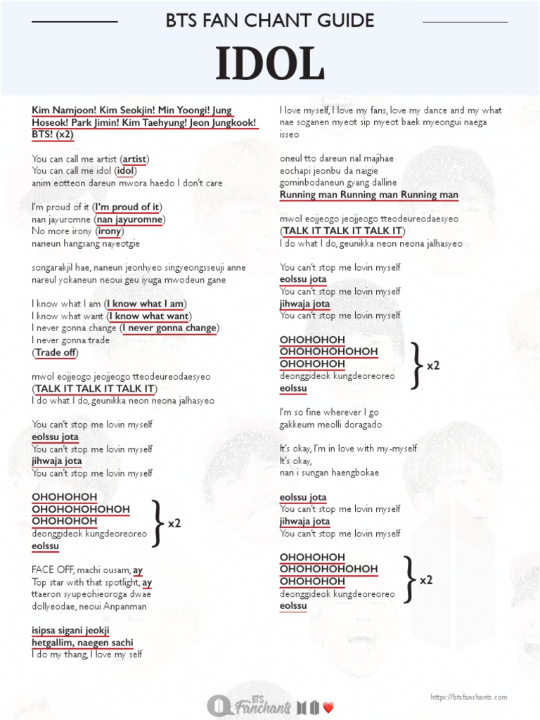 Bts Idol Lyrics Fanchant South Korea World Politics