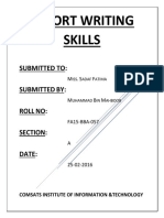 Report Writing Skills: Submitted To: Submitted BY: Roll NO: Section: Date