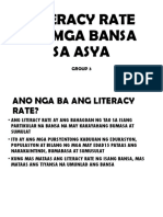 Literacy Rate NG Mga Bansa Sa Asya
