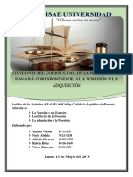 Titulo Vii Del Codigo Civil de La Republica de Panamá Corrspondiente A La Posesión y La Adquisicion