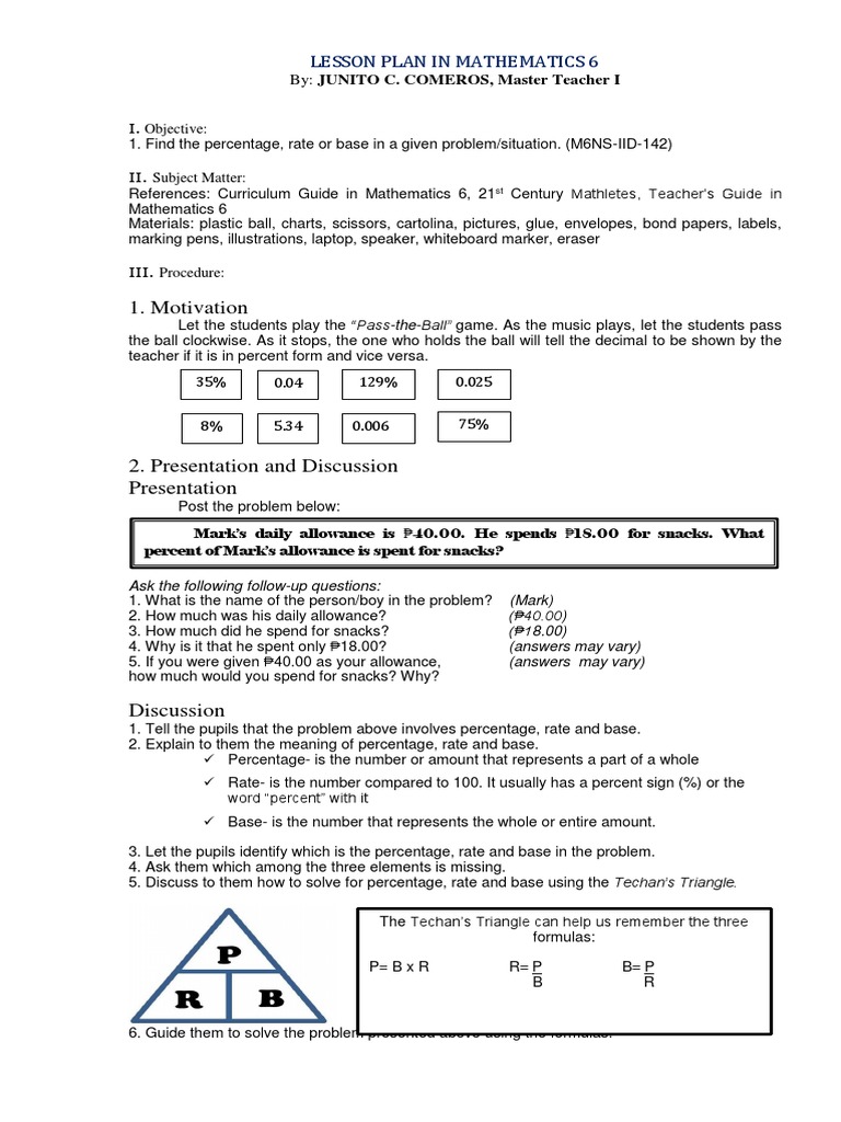 Teaching Percentage with Techan's Triangle | PDF | Percentage | Teachers