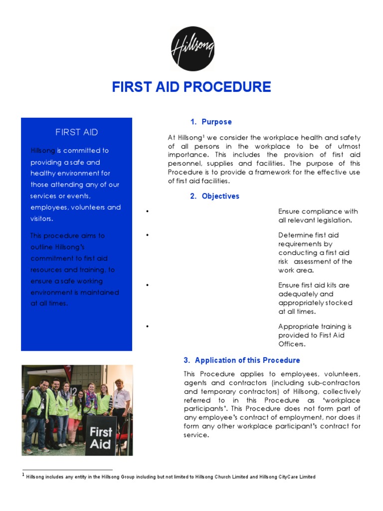 Hillsong First Aid Procedure Guide | PDF | First Aid | Employment