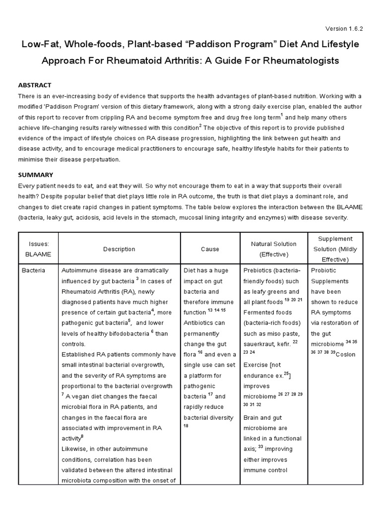 Paddison Program for Rheumatoid Arthritis | PDF | Gut Flora ...