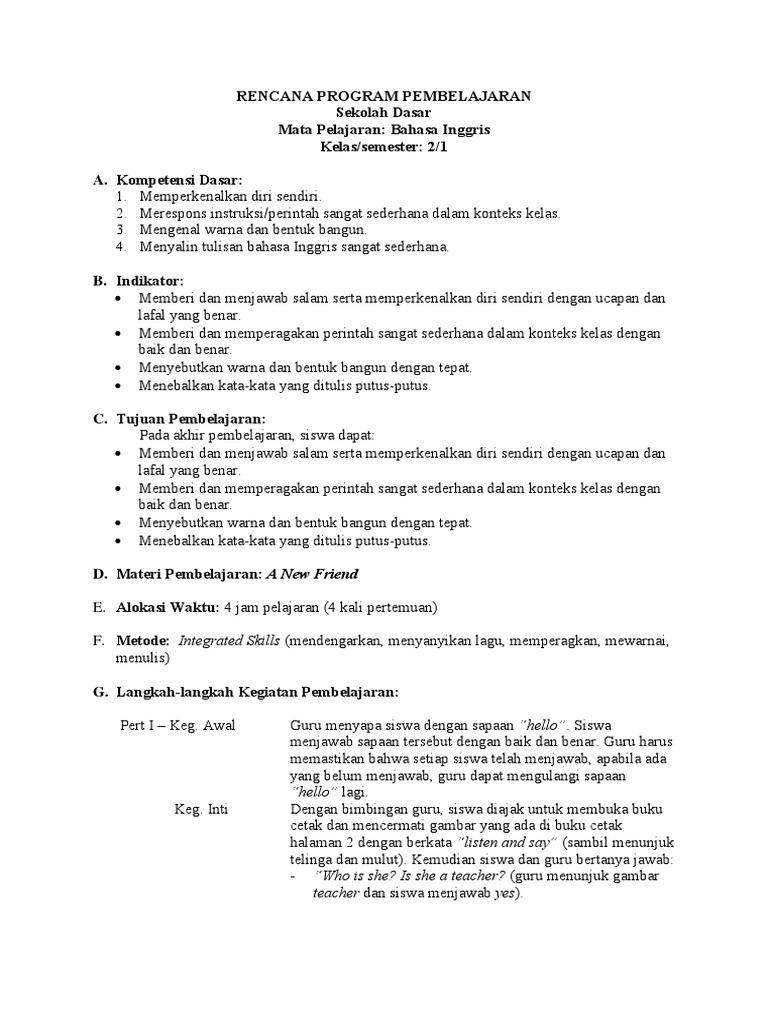 Rpp Grow With English 2 Pdf
