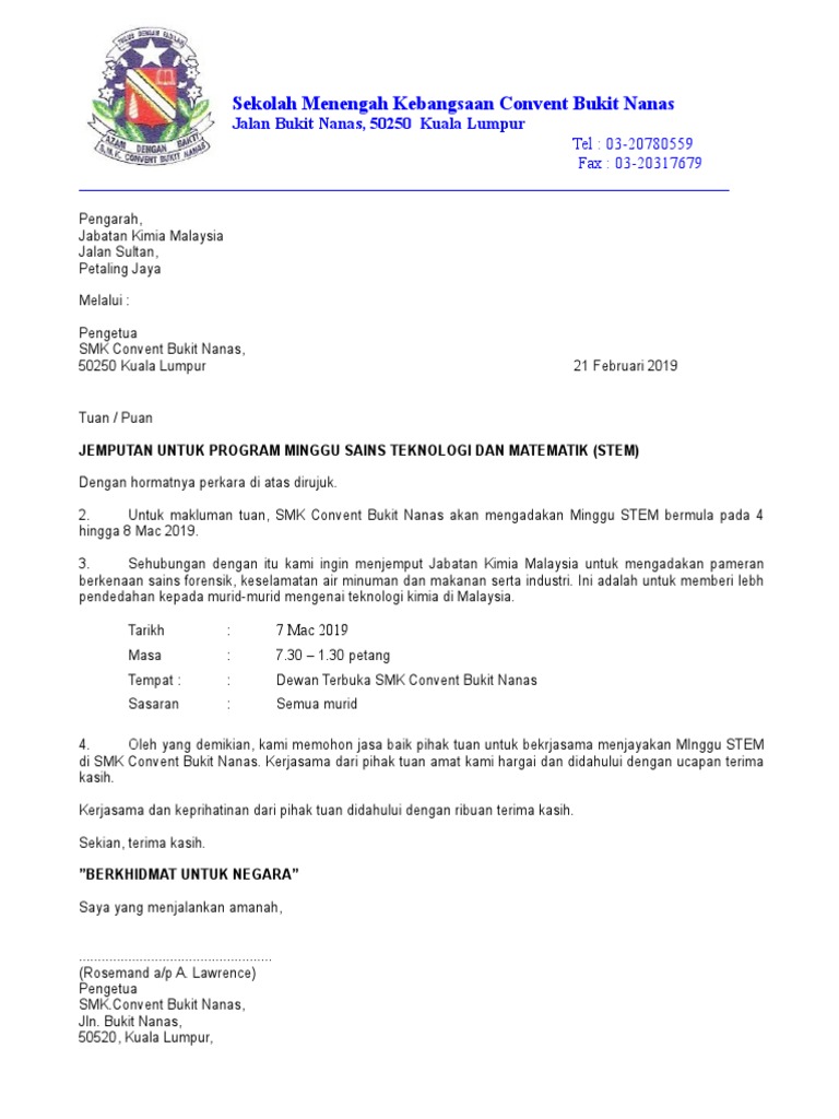 Surat Jemputan Jabatan Kimia Pdf