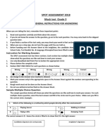 Spot Assessment 2018 Mock Test Grade 3: General Instructions For Answering Directions For Students