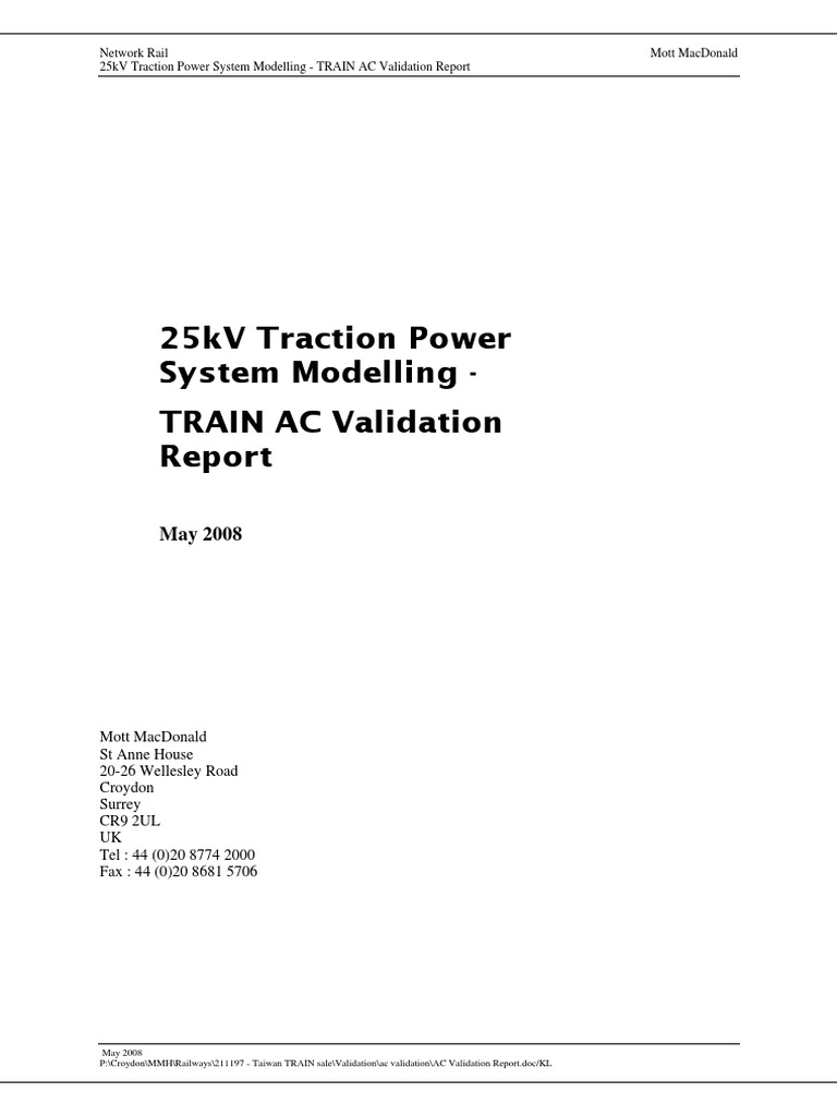 25kV Traction Power System Modelling - TRAIN AC Validation | PDF | Rail ...