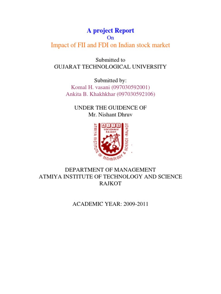 FII and FDI Impact on Indian Stock Market | PDF | Foreign Direct ...