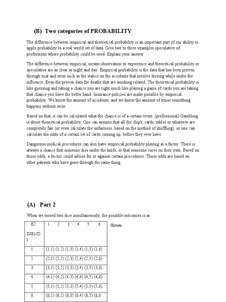 (B) Two Categories of PROBABILITY: Shown | PDF | Probability | Science