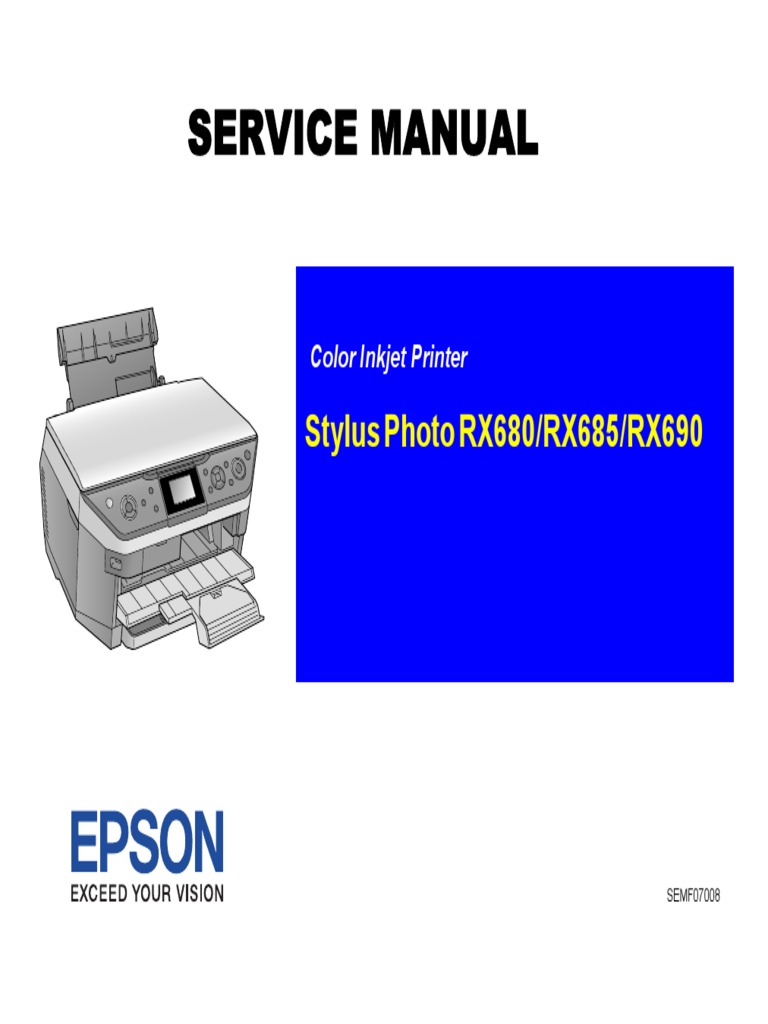 Service Manual: Stylus Photo RX680/RX685/RX690 | PDF | Printer (Computing)  | Troubleshooting