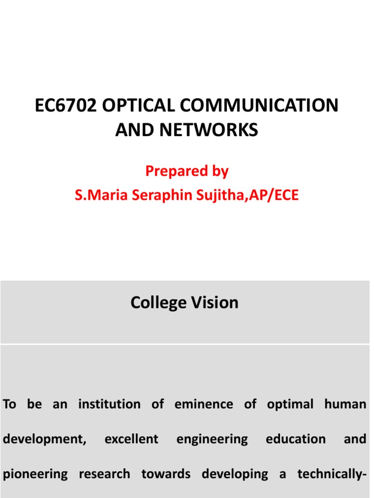 Ec6702 Optical Communication and Networks PDF Optical Fiber